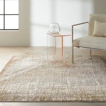 CK Rush CK950 Modern Crosshatched Linear Abstract Distressed Hi-Low Textured Low-Profile Short-Pile Ivory/Taupe/Grey Rug-Calvin Klein-Rug Love - The Most Loved Rug Store